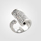Rhodium Sterling Silver Ring with Top Grade Crystal