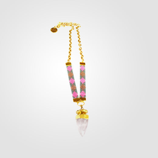 Neon Pink St Tropez Crystal Quartz Necklace