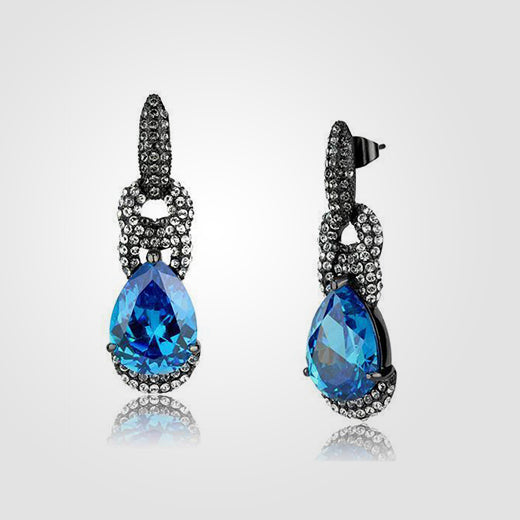 Sterling Silver Aquamarine Drop Earrings with Cubic Zirconia