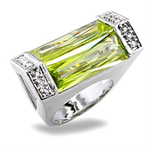 Rhodium Brass Ring with Synthetic in Peridot