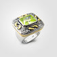 Sterling Silver Solitaire Ring with Apple Green Cubic Zirconia