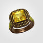 IP Coffee light Stainless-Steel Ring with Yellow Topaz Cubic Zirconia