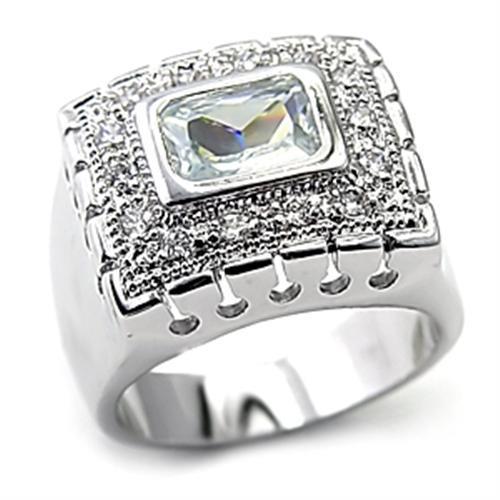 Rhodium Finish Sterling Silver Ring with Clear Cubic Zirconia