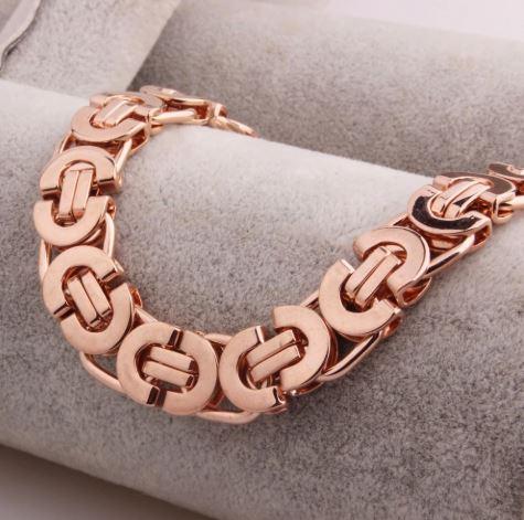 Rose Gold Plated Flat Byzantine Solid Classic Necklace