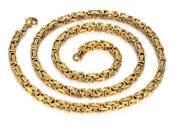 Gold Plated Solid Byzantine Link Necklace