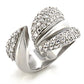 Rhodium Plated Pave Ring with Round Cubic Zirconia