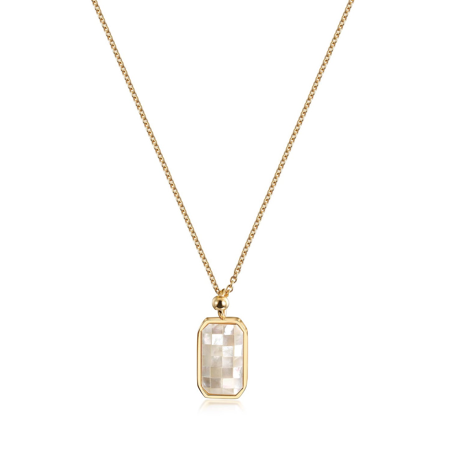 GRID NATURAL SHELL PENDANT NECKLACE