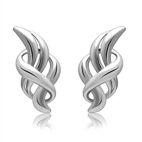LO1991 Rhodium White Metal Earrings with No Stone